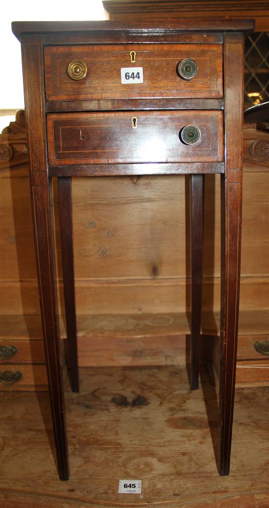 Edwardian inlaid 2-drawer side table